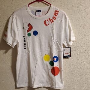 Champion White T-Shirt with Colorful Graphics